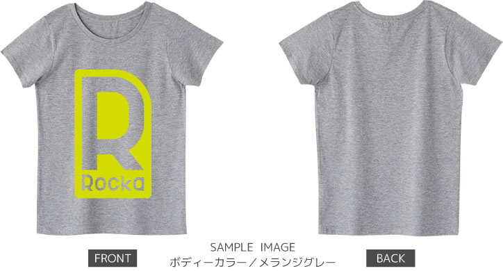 ロゴデザイン：ライム：レディースTシャツ：サンプル写真：メランジグレー