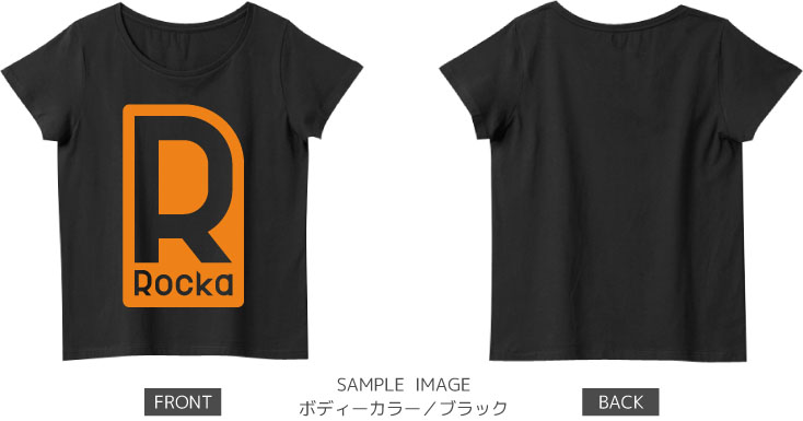 ロゴデザイン：オレンジ：レディースTシャツ：サンプル写真：ブラック