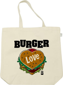 ハート&ハンバーガーデザイン：カラー１：トートバッグ：サンプル写真：ナチュラル