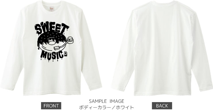 ドーナツ×レコードデザイン：ブラック：ロングTシャツ：サンプル写真：ホワイト