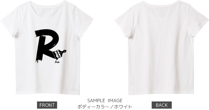 イニシャル・ペイント：ブラック：レディースTシャツ：サンプル写真：ホワイト