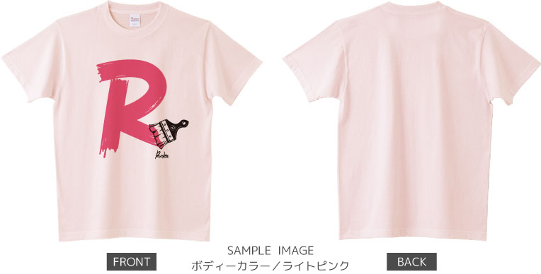 イニシャル・ペイント：ピンク×ブラック：Tシャツ：サンプル写真：ライトピンク